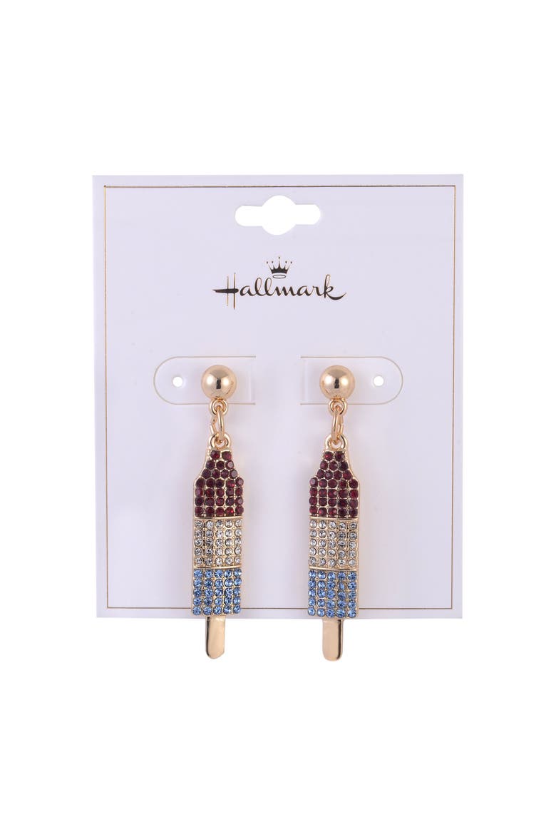 Red, White and Blue Popsicle Earrings, Alternate, color, Red