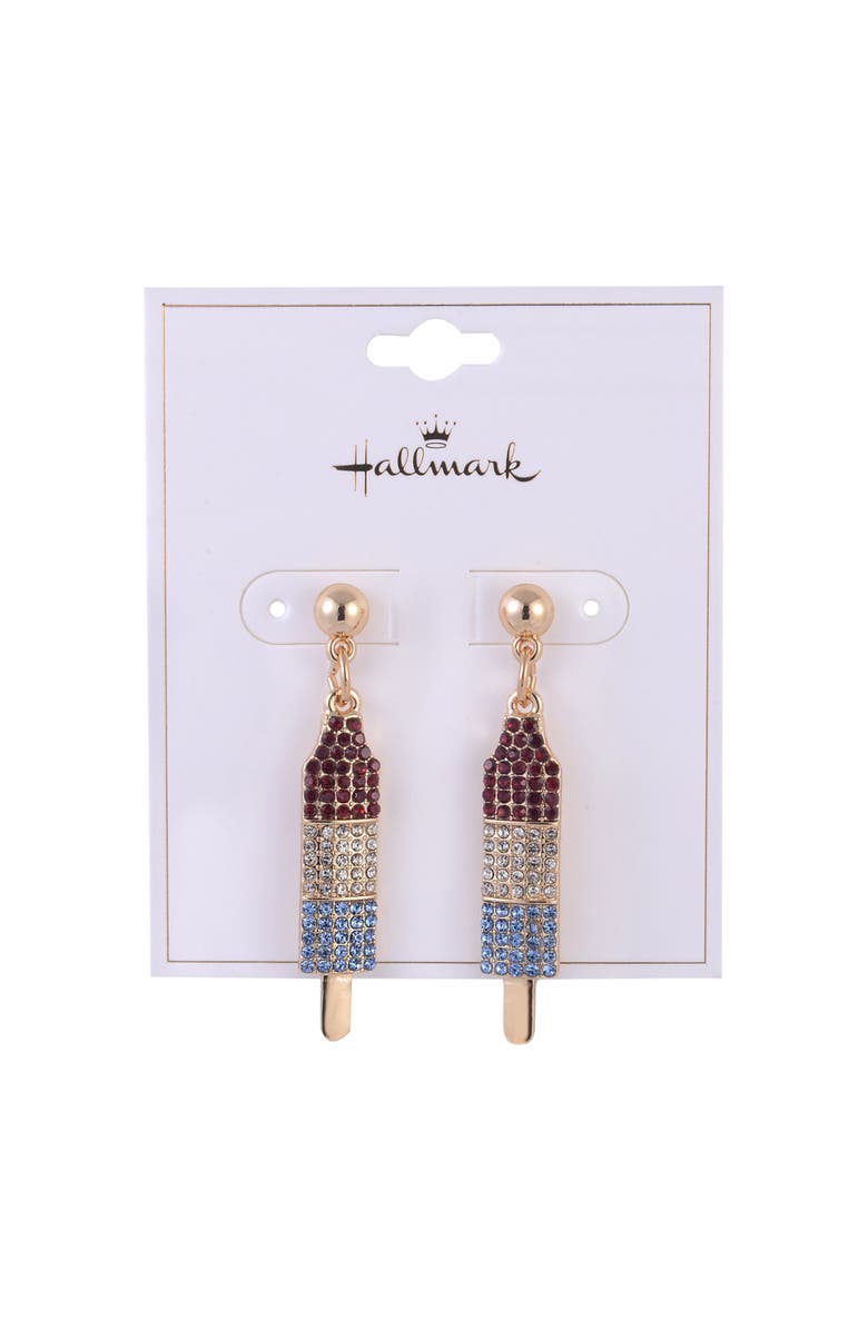 Hallmark Red, White and Blue Popsicle Earrings, Alternate, color, Red