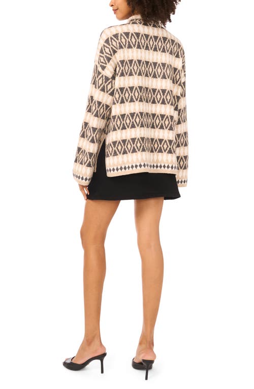Vince Camuto Diamond Pattern Mock Neck Sweater In Brown