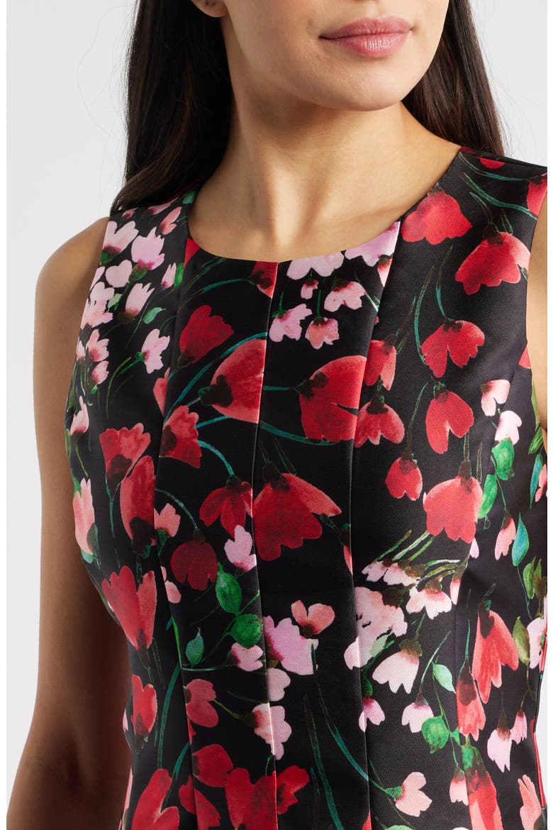 Floral Midi Dress, Alternate, color, BLACK MULTI