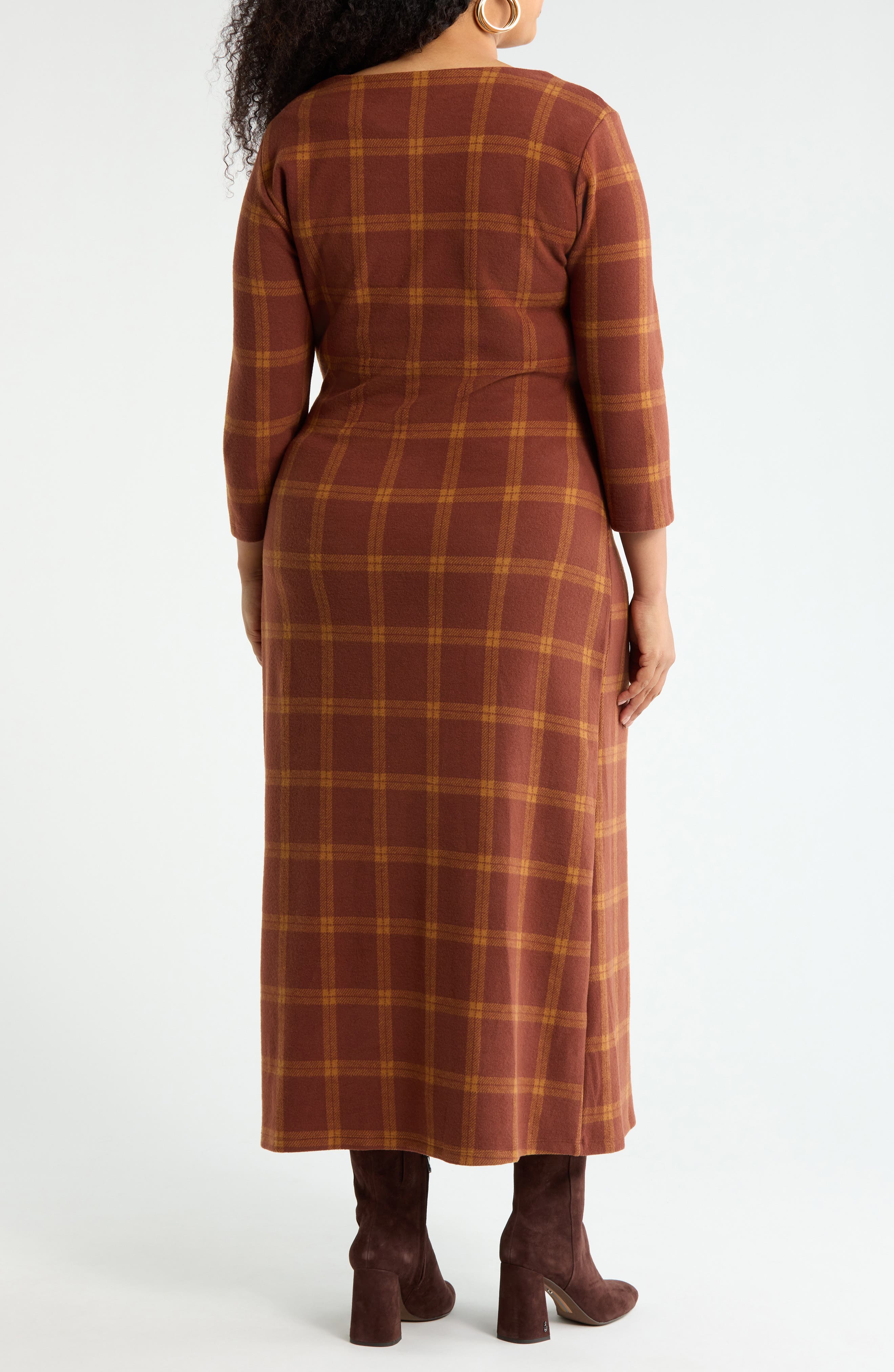 Plaid Boat Neck Maxi Dress - image 4