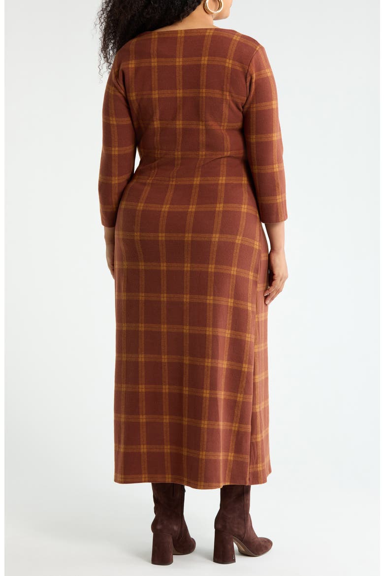 Plaid Boat Neck Maxi Dress, Alternate, color, RUST
