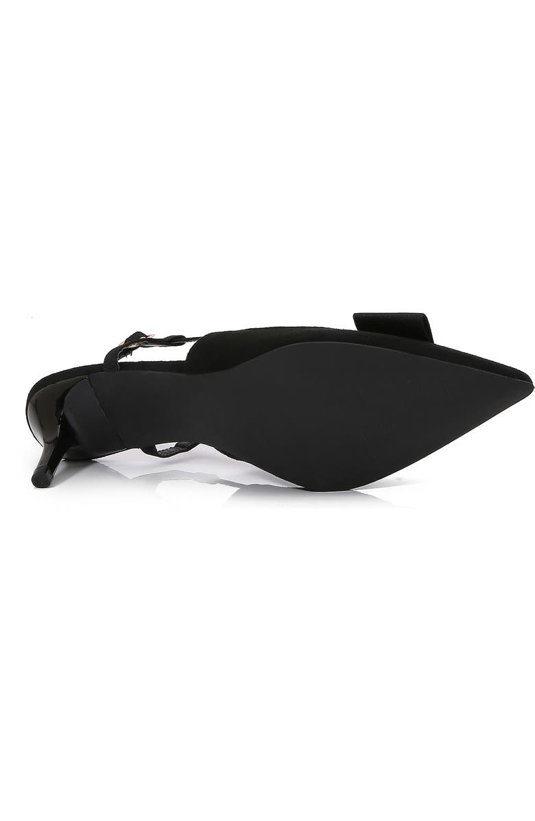 BERNESS June Bow Pointed Toe Slingback Kitten Heel Pump, Alternate, color, Black