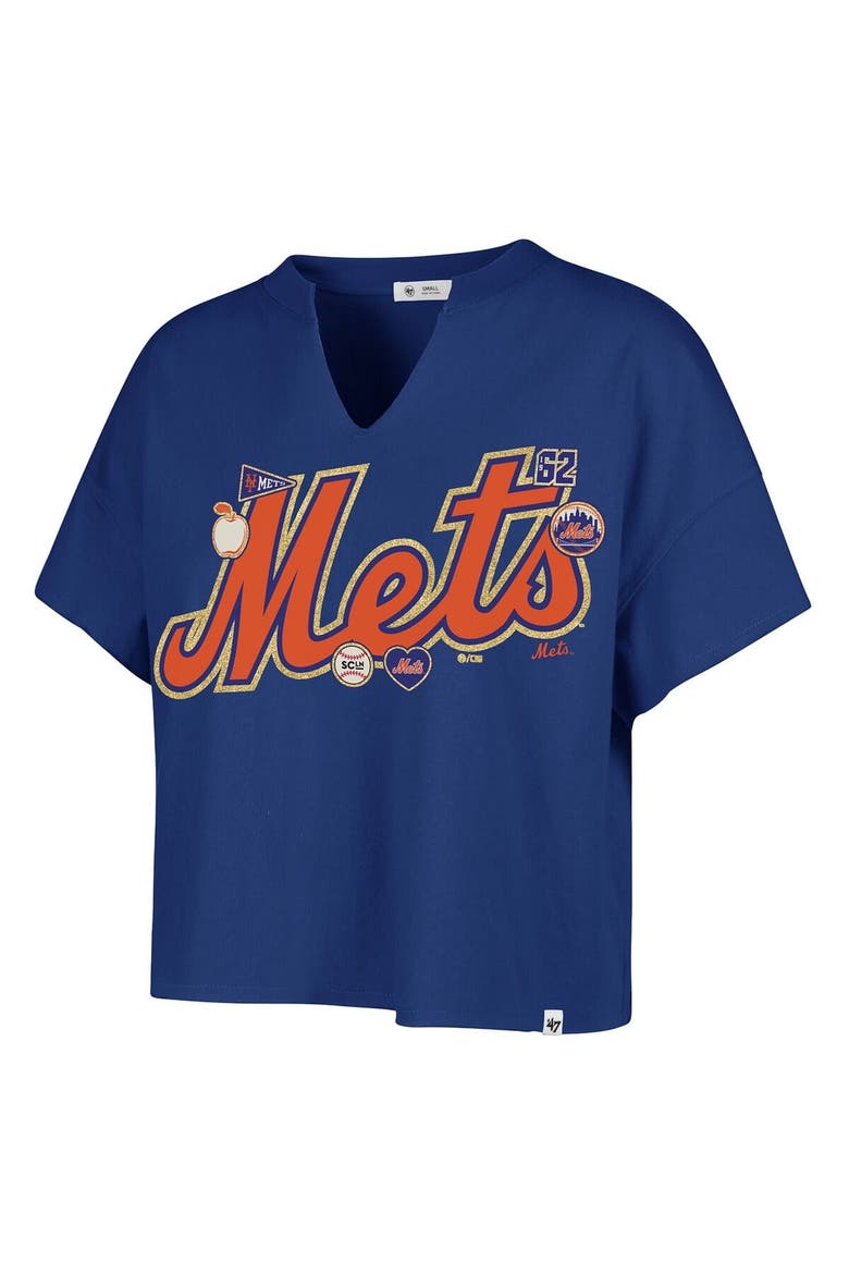 Women's '47 x Stoney Clover Lane Royal New York Mets Oversized Notch Neck T-Shirt, Alternate, color, Royal