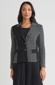 Misook Tailored Mixed Media Tweed Knit Blazer