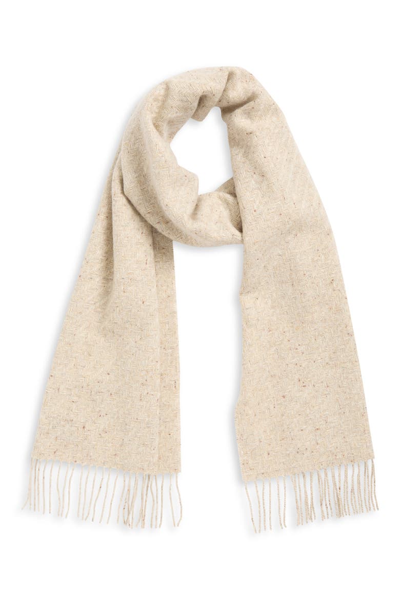 Lofty Cashmere Twill Fringe Scarf, Alternate, color, CREAM DUN RU7658