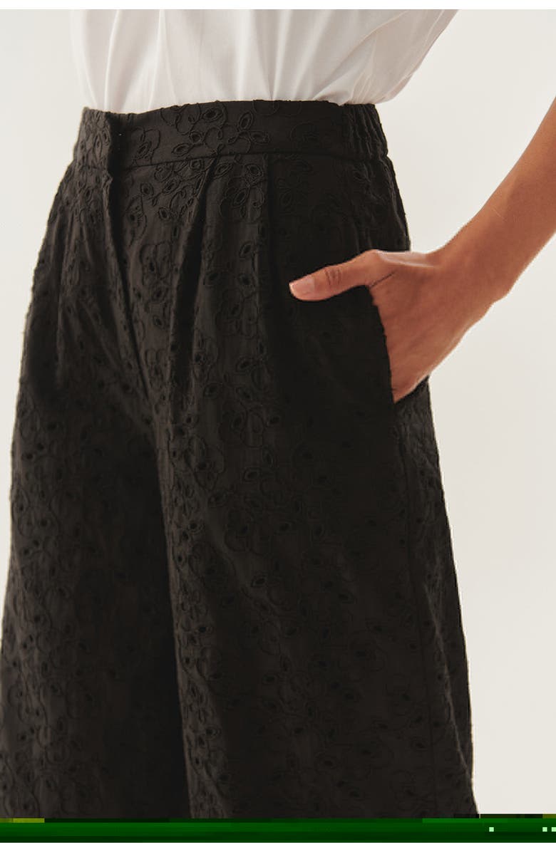 Exquise Broderie Anglaise Fabric Pants, Alternate, color, Black