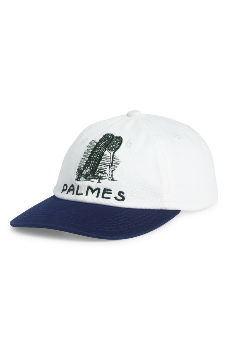 PALMES Tower Embroidered Adjustable Twill Baseball Cap, Main, color, Navy/ White