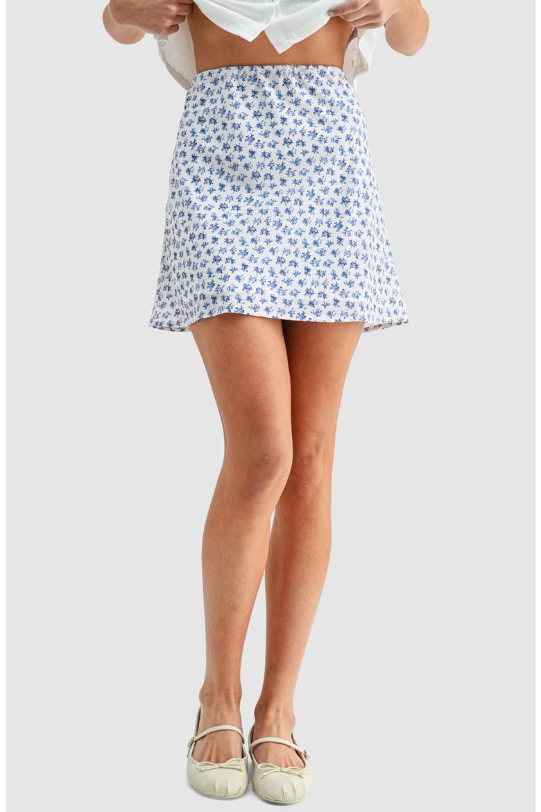 Floral Miniskirt, Main, color, IVORY BLUE