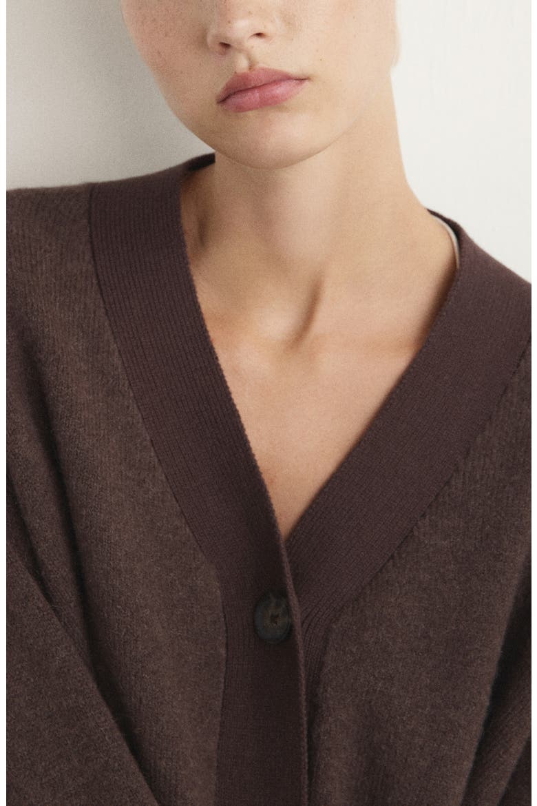 Contrast Detail Cardigan, Alternate, color, CHOCOLATE
