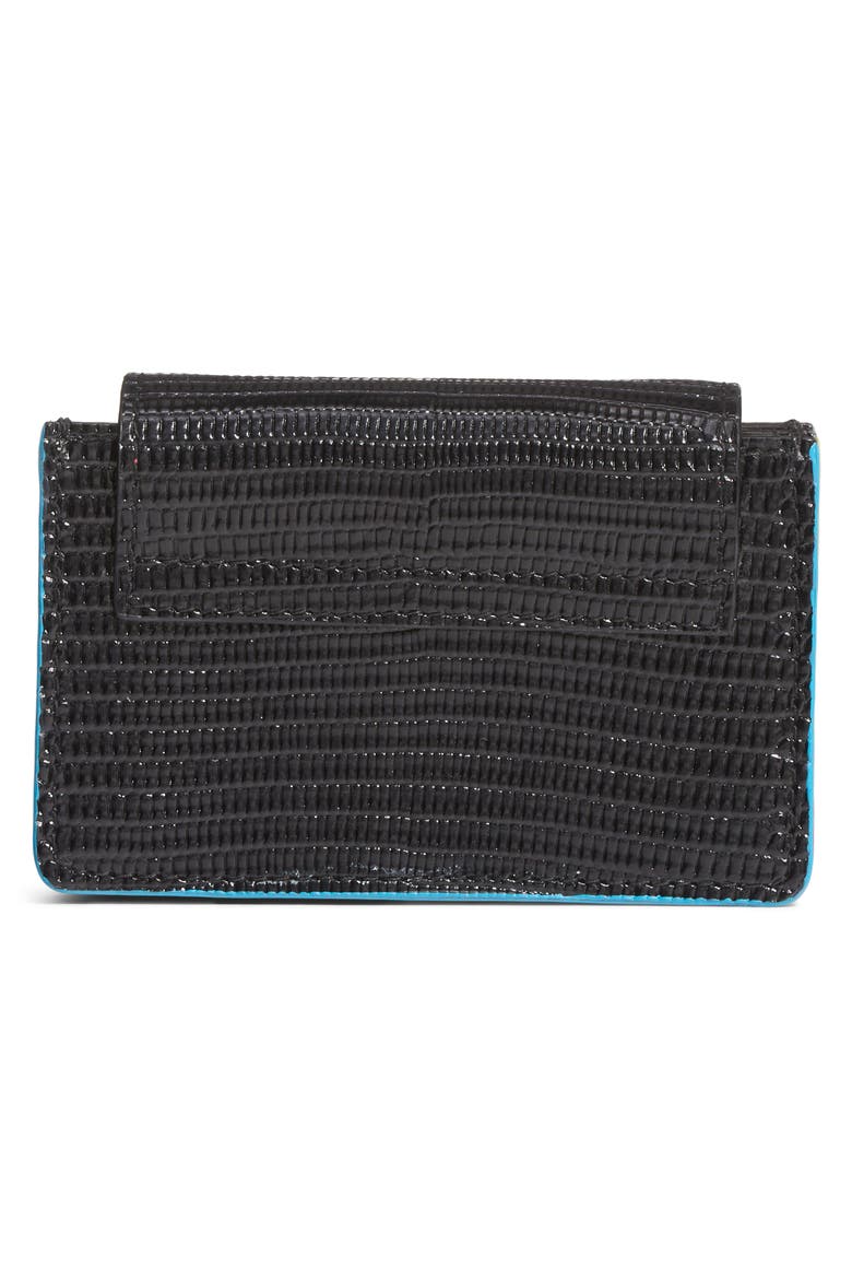 Crystal Logo Embossed Leather Wallet, Alternate, color, NERO/ FUXIA