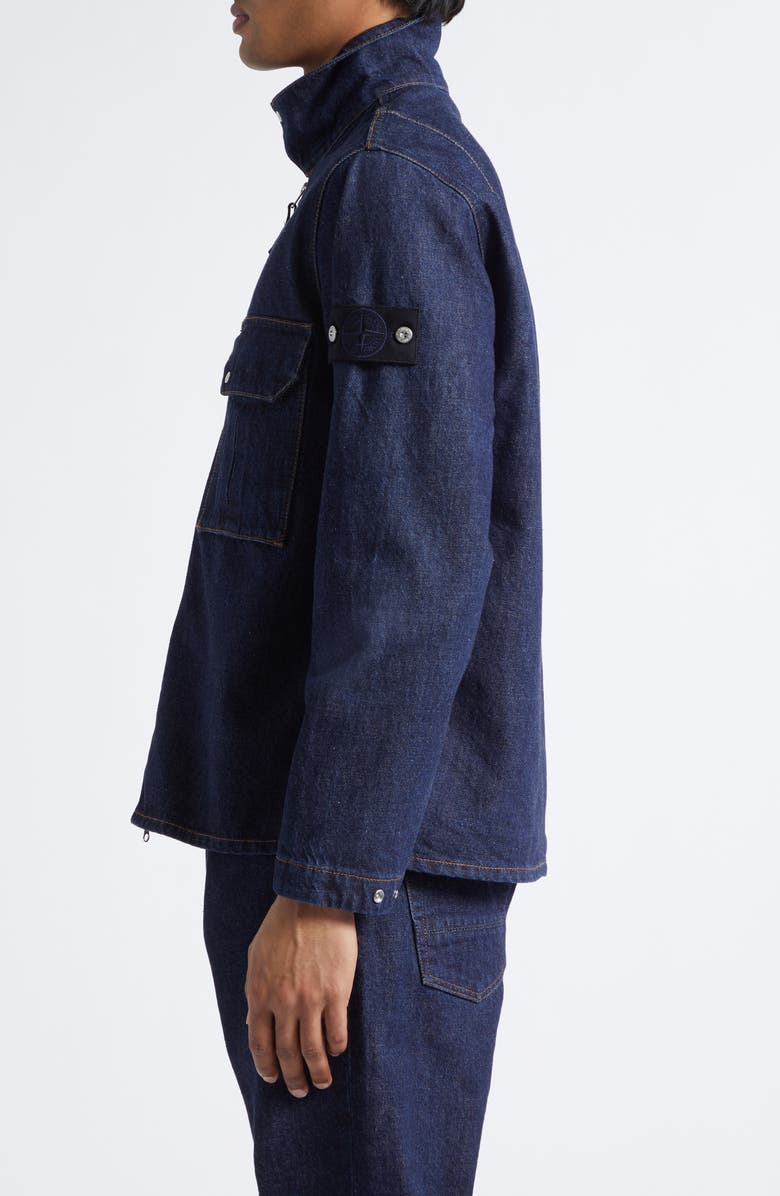Stone Island Denim Zip Jacket, Alternate, color, Blue Rinse