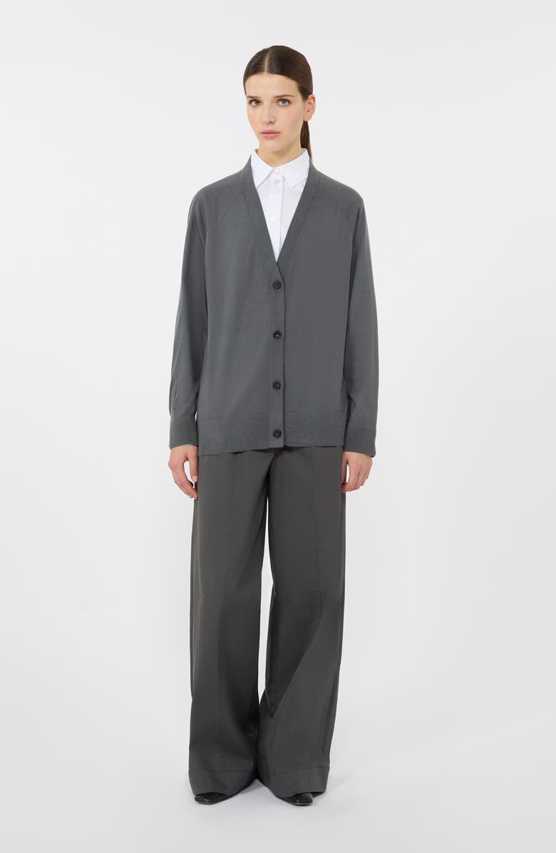 MM by Max Mara Clarino Wool & Cashmere Cardigan, Alternate, color, Dark Grey
