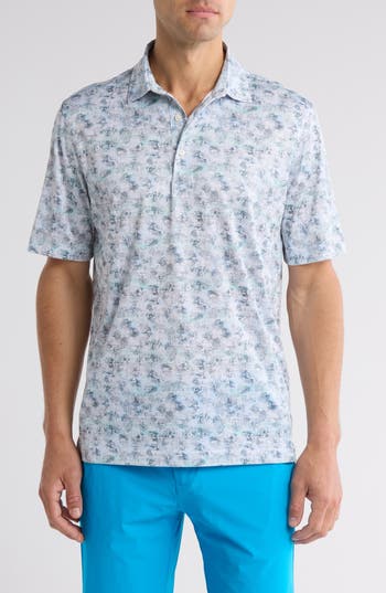 Greg Norman Cassava Leaf Print Performance Knit Polo