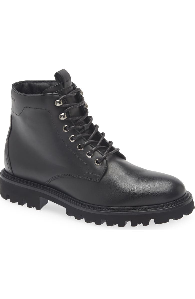 BOSS Plain Toe Lug Sole Boot, Main, color, Black