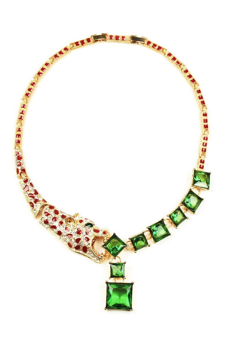 EYE CANDY LOS ANGELES Leopard Crystal Necklace, Main, color, Multi Color