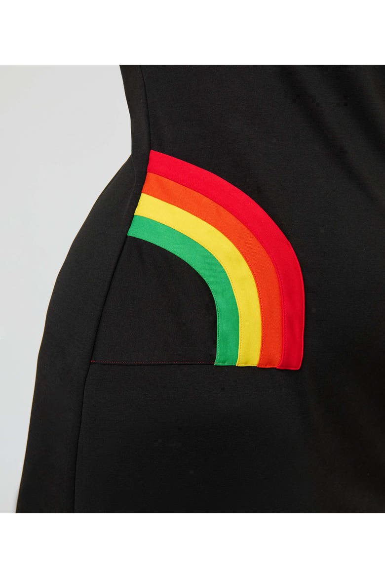 Plus Size Mock Neck Patch Pocket Shift Dress, Alternate, color, Black w/Rainbow Pocket