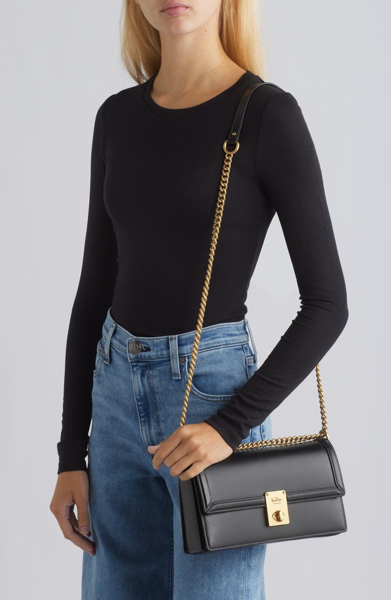 COACH Hutton Box Leather Shoulder Bag, Alternate, color,