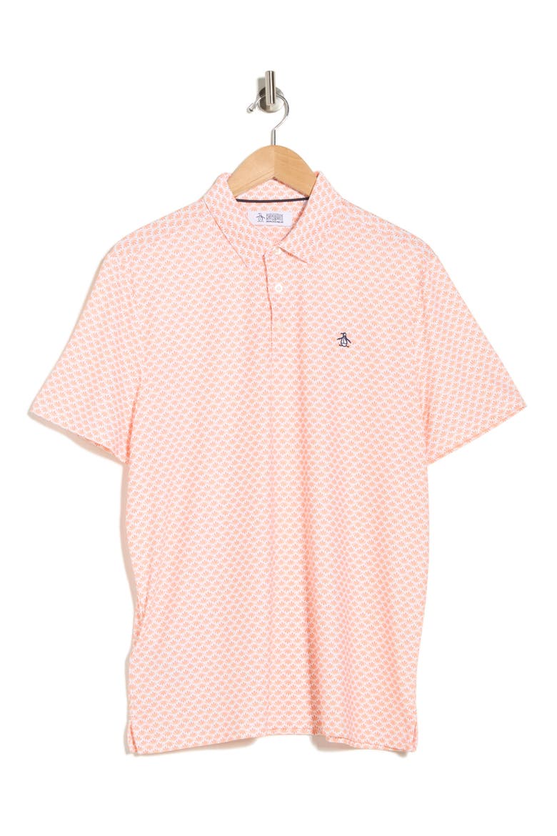 Retro Geometric Print Performance Polo, Alternate, color, MELON