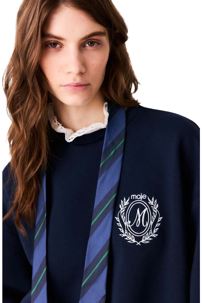 Sweatshirt with poplin details, Alternate, color, Navy