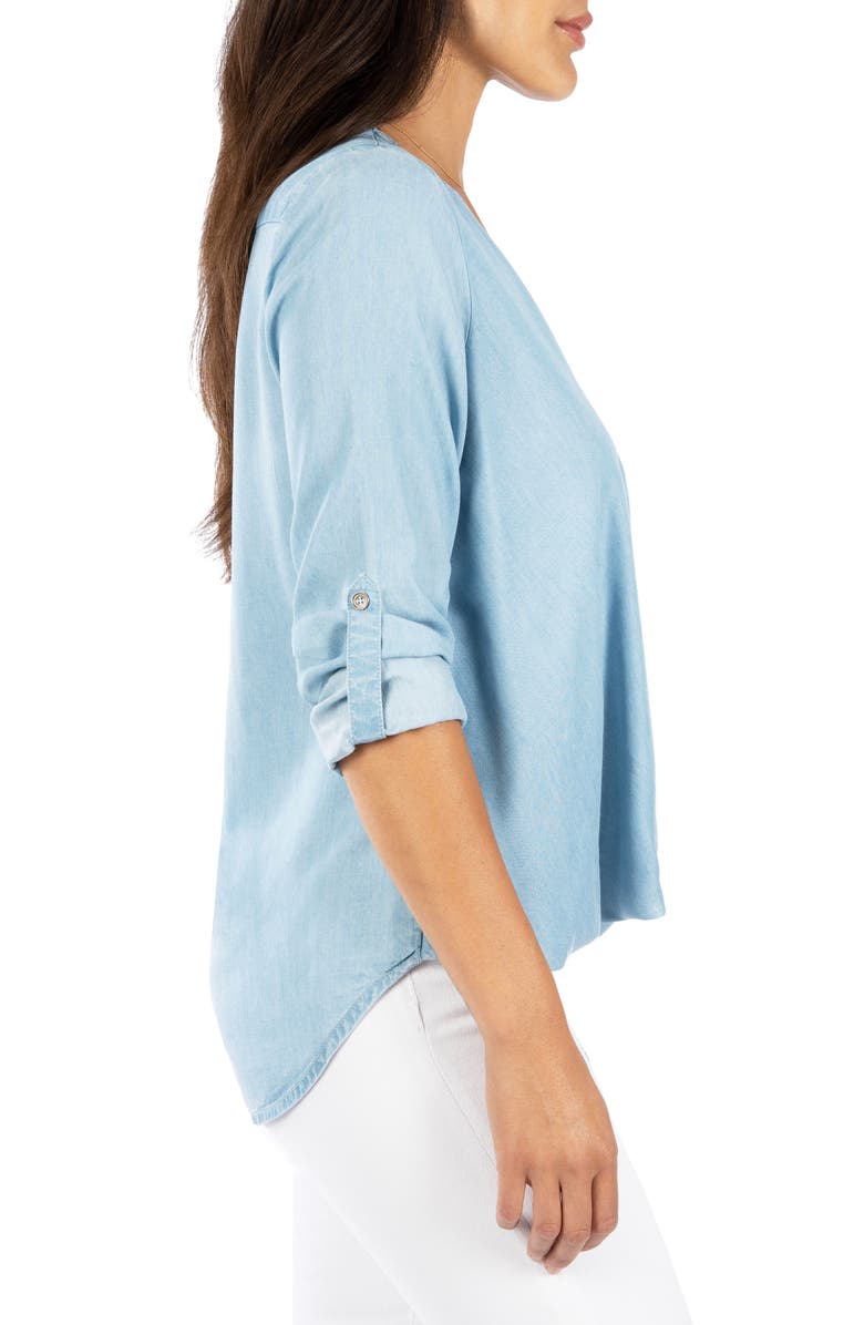 KUT from the Kloth Surplice Cotton Chambray Blouse, Alternate, color, 