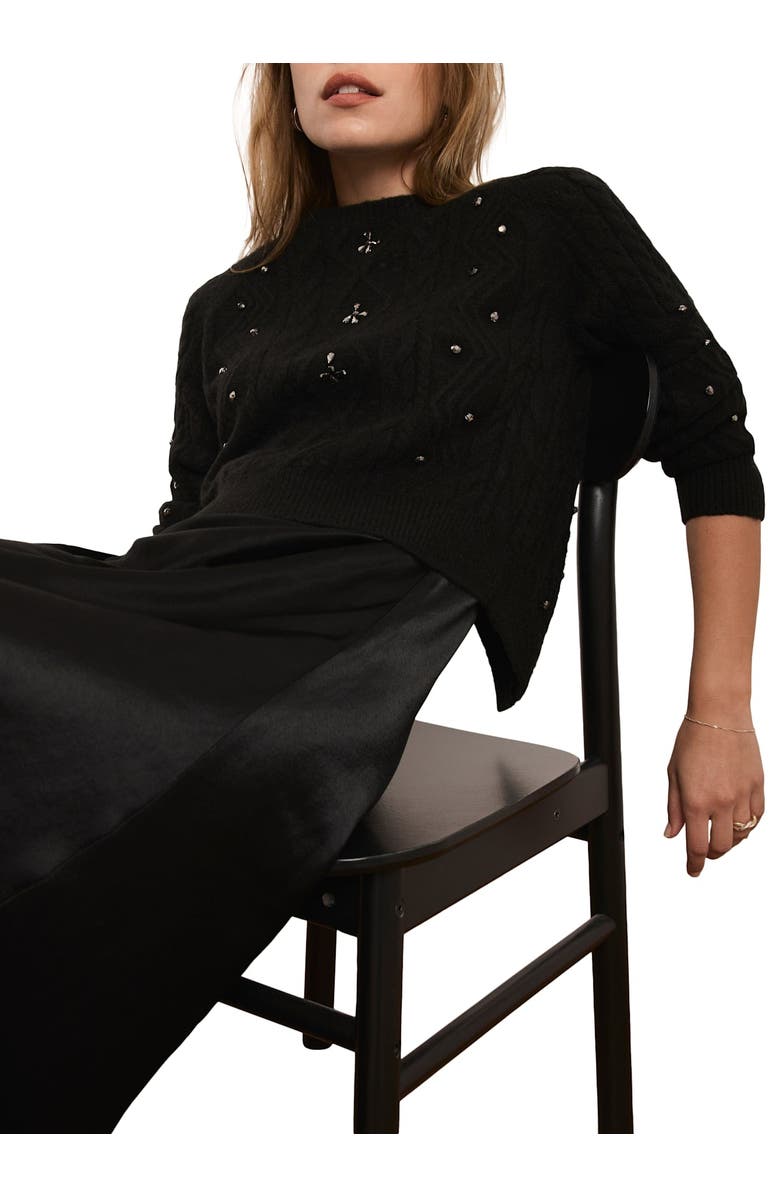 MINT VELVET Layered Embellished sweater Maxi Dress, Alternate, color, Black