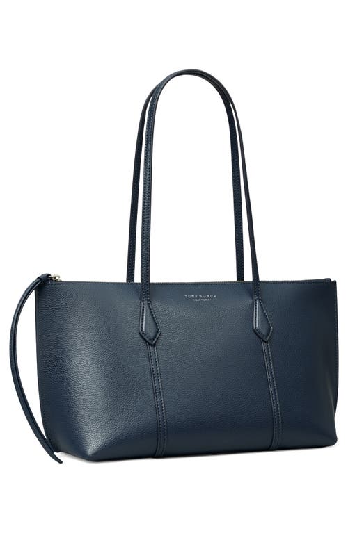 Tory Burch Small Perry Leather Zip Tote In Blue