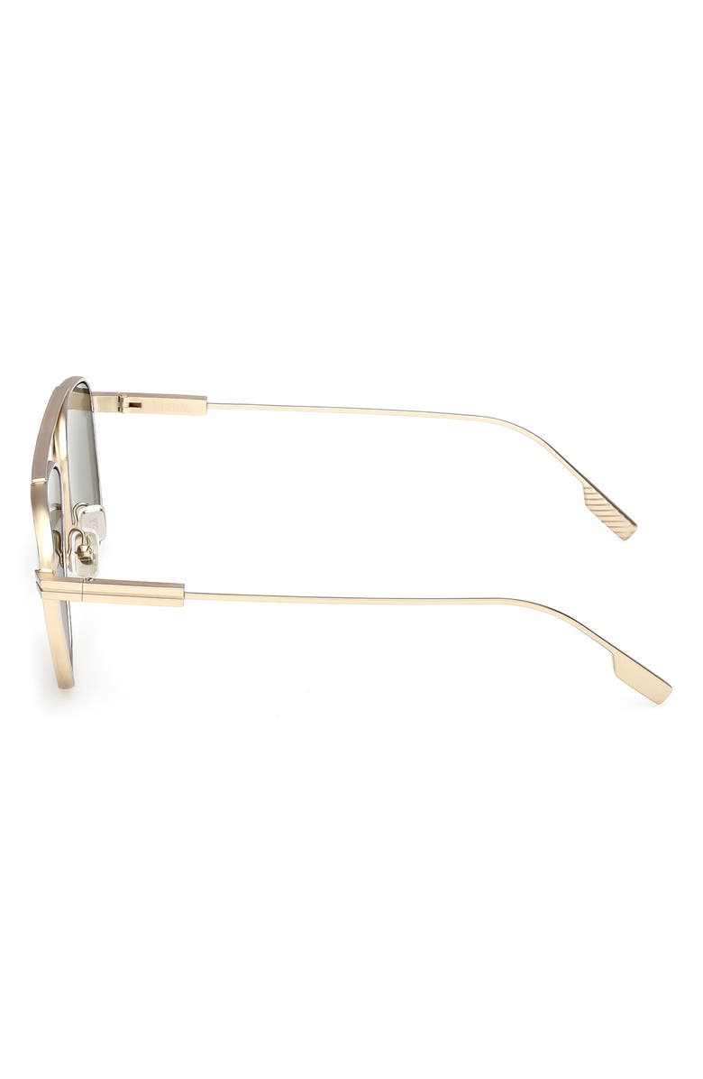 ZEGNA 57mm Geometric Sunglasses, Alternate, color, Matte Satin Gold Metal