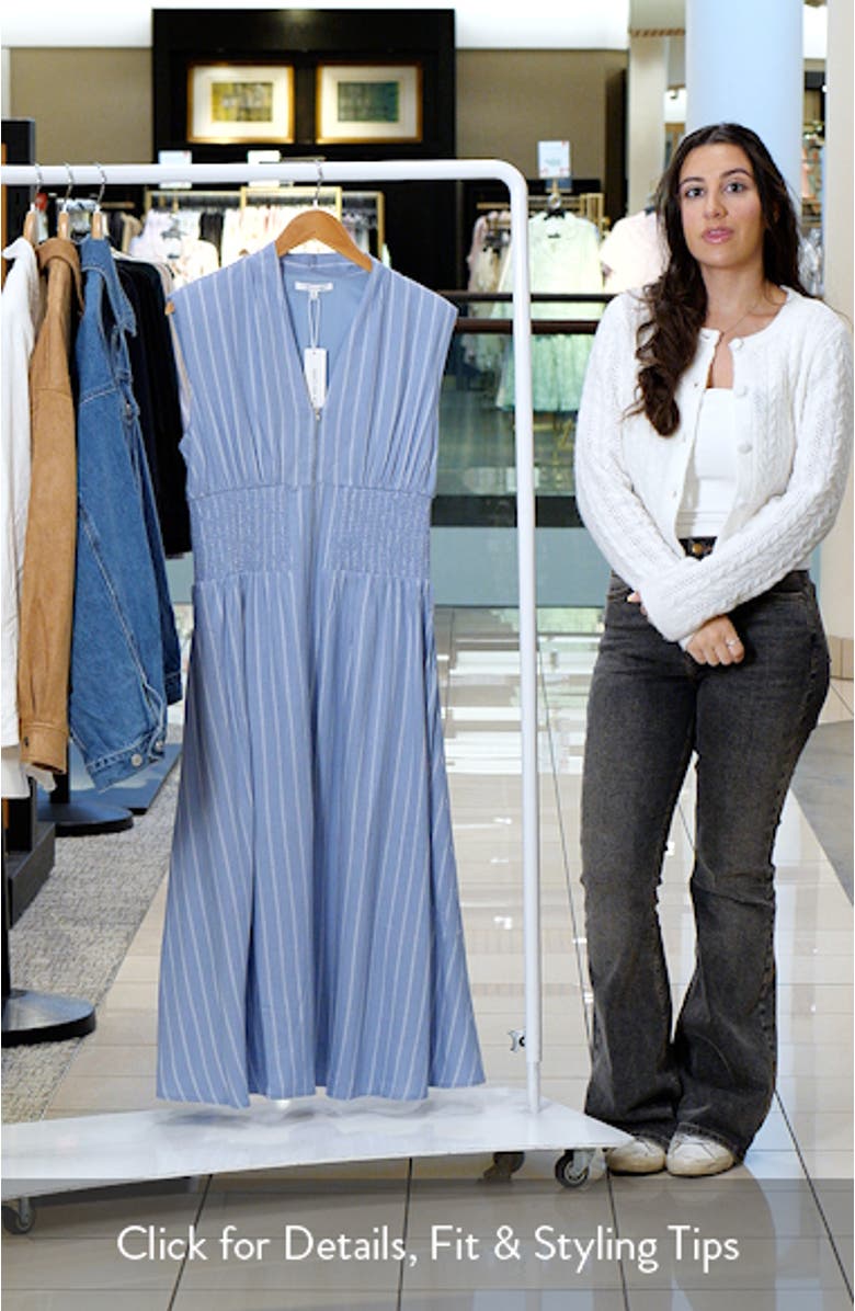 Stripe Smocked Waist Sleeveless Maxi Dress, sales video thumbnail