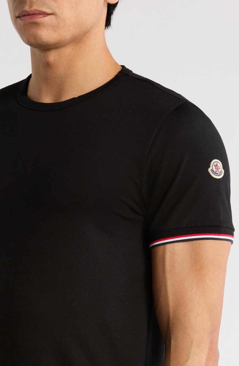 Moncler Slim Fit Stretch Cotton T-Shirt, Alternate, color, Black