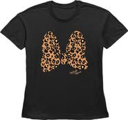 Mickey & Friends Women's Mickey & Friends Cheetah Print Minnie Mouse Bow  Graphic T-Shirt