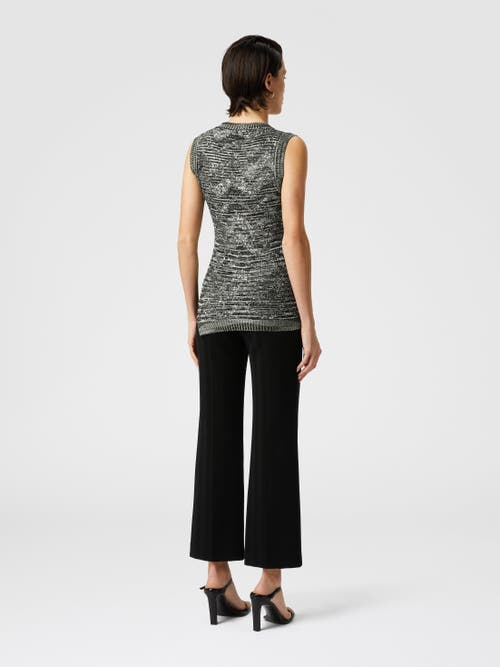 Shop Missoni Sleeveless Top In Slub Knit With Sequins And V-neck In Green & Black