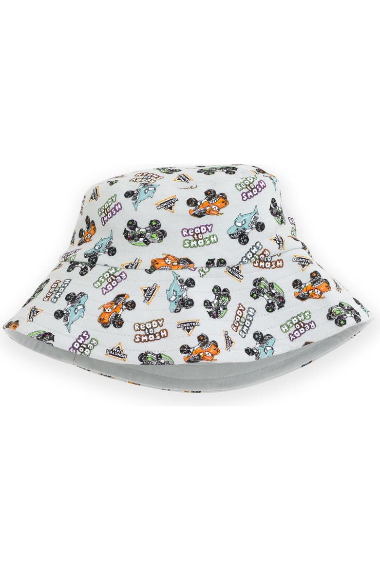 One Piece Romper and Bucket Hat Set, Alternate, color, Blue Gray