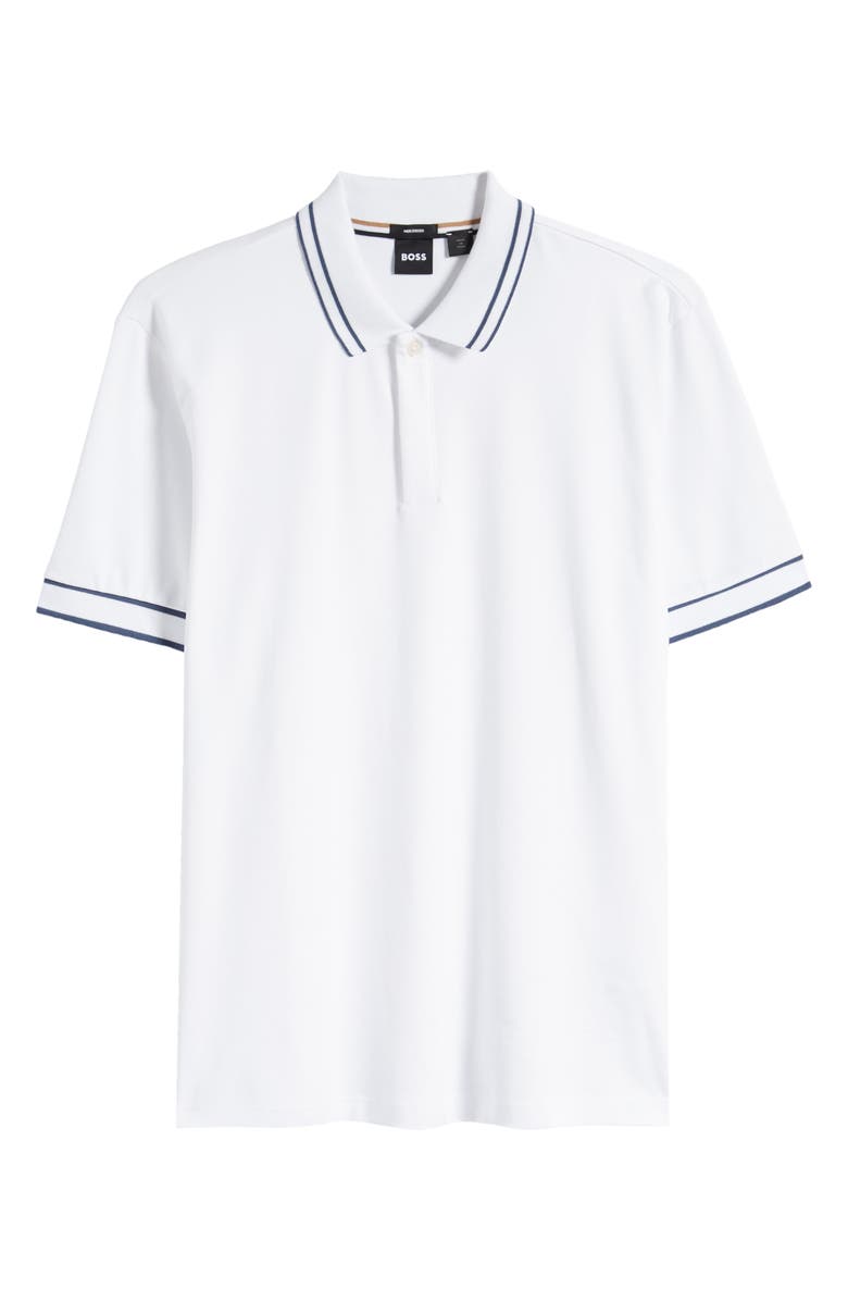 BOSS Parlay Tipped Cotton Polo, Alternate, color, White