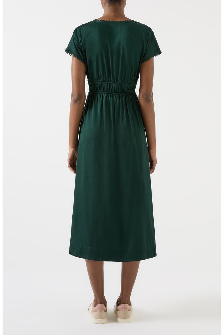Emi Scallop Trim Cotton Dress, Alternate, color, DARK GREEN