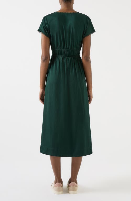 Lk Bennett Emi Scallop Trim Cotton Dress In Green