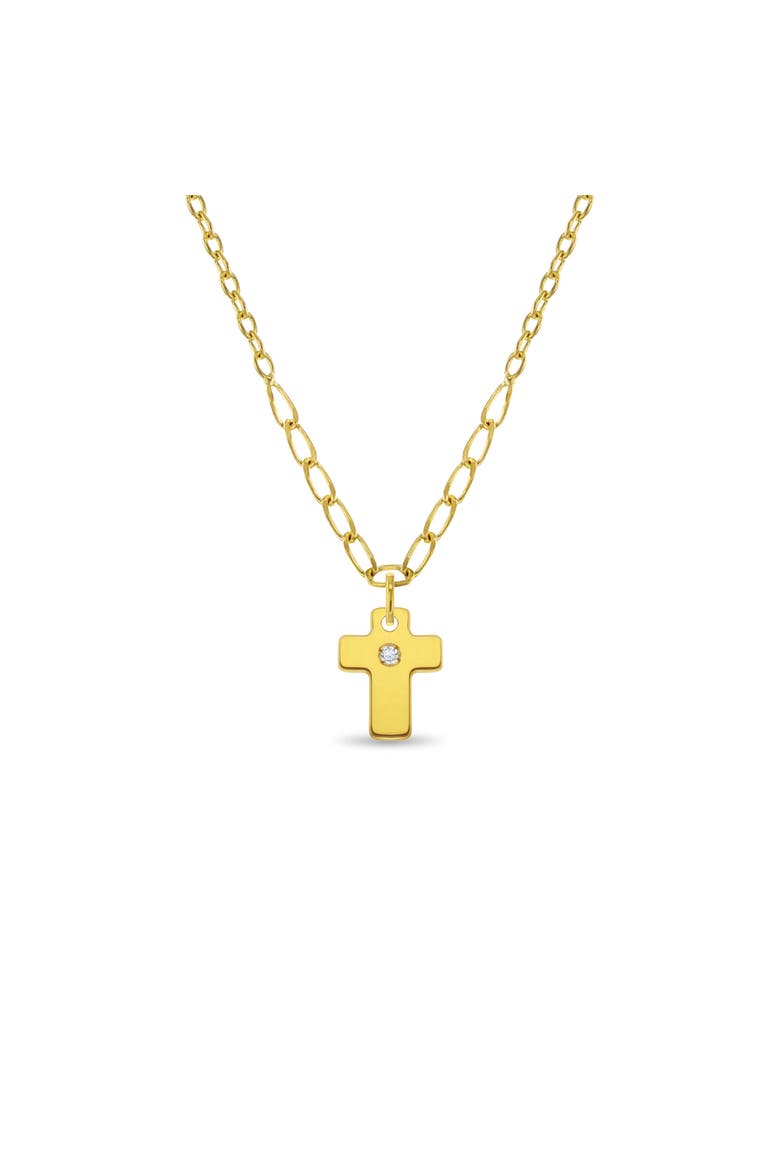14k Cross Pendant CZ Womens Necklace, Main, color, Gold