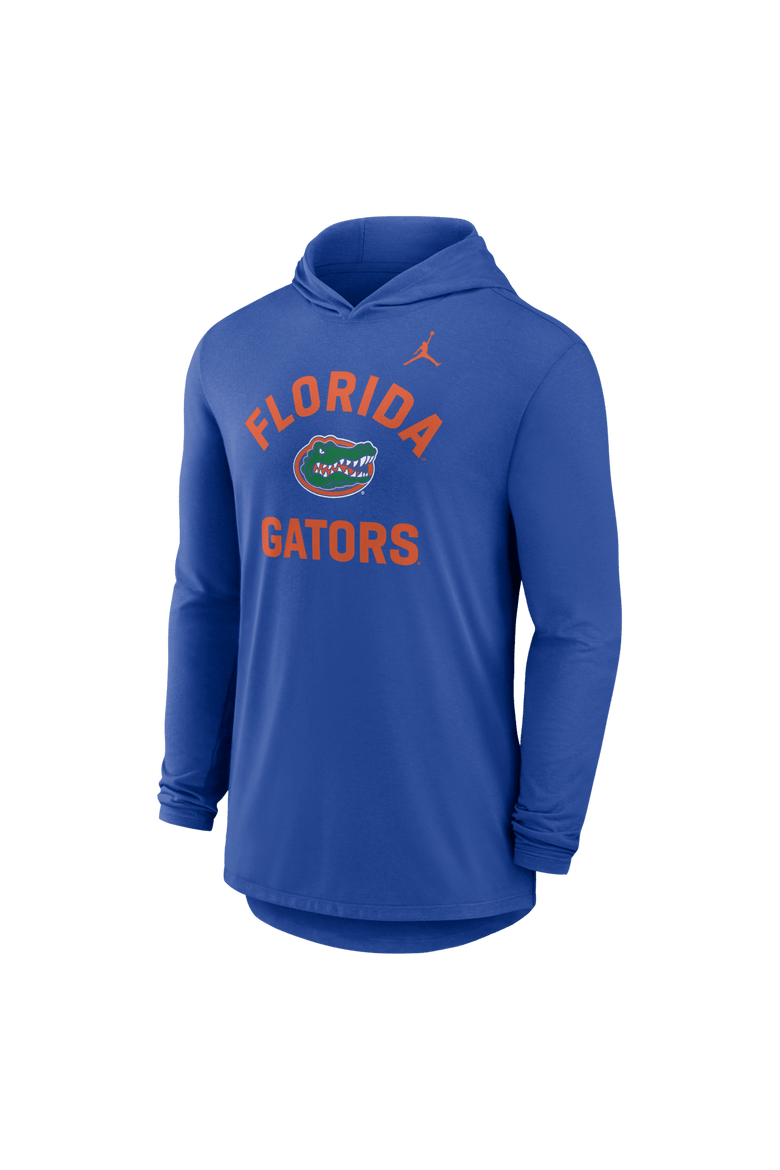 Men's Jordan Brand Royal Florida Gators Primetime Arch Tri-Blend Dri-FIT Long Sleeve Hooded T-Shirt, Alternate, color, Royal