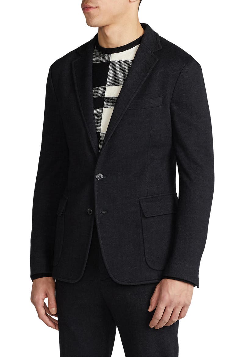 Hadley Herringbone Jersey Sport Coat, Alternate, color, BLACK
