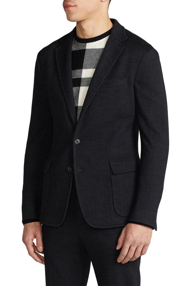 Ralph Lauren Purple Label Hadley Herringbone Jersey Sport Coat, Alternate, color, 