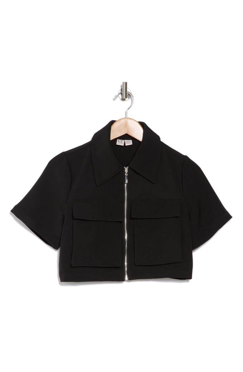 Love By Design Barcelona Short Sleeve Crop Utility Jacket, Alternate, color, Black