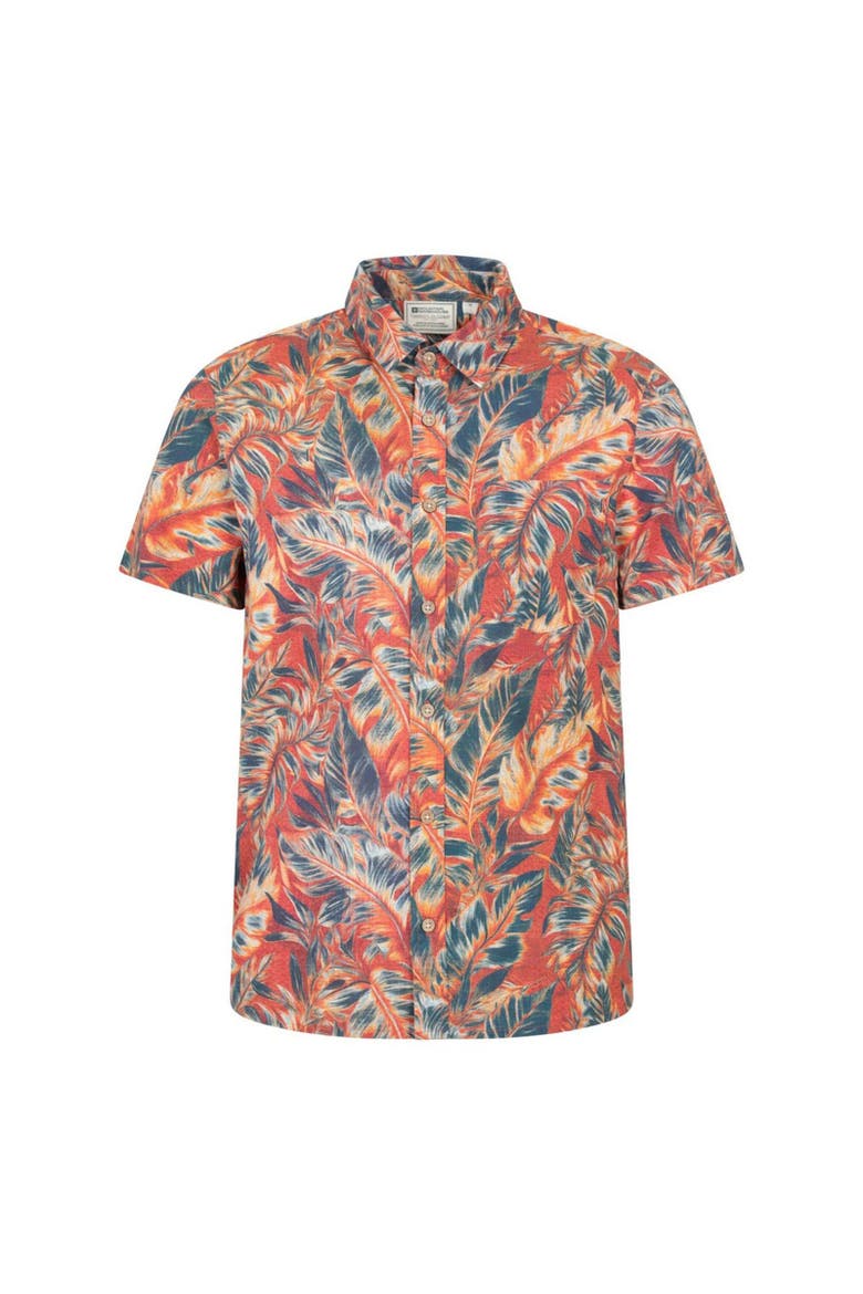 Tropical Leaves Short-sleeved Shirt, Main, color, Bright Orange