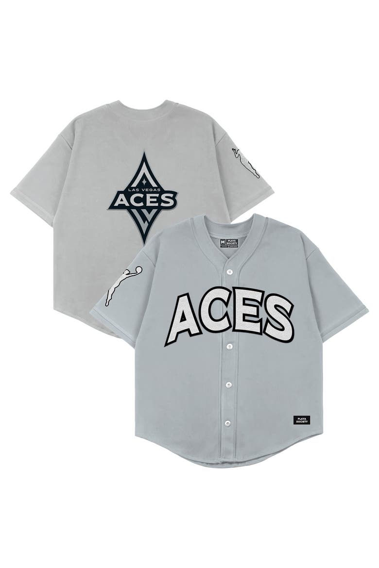 Unisex Playa Society  Gray Las Vegas Aces Baseball Fashion Jersey, Main, color, Gray