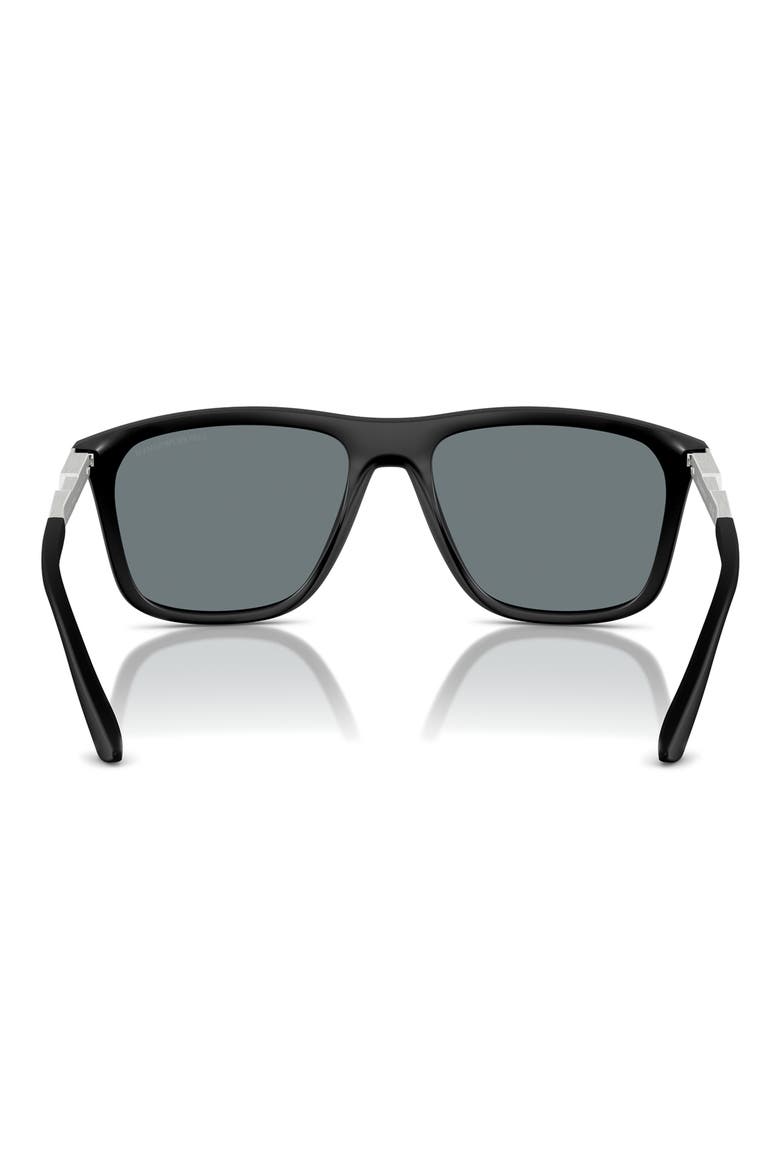 57mm Square Sunglasses, Alternate, color, BLACK / GREY MIRROR BLACK