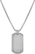 GEOFFREY BEENE Men's Stainless Steel Cubic Zirconia Dog Tag Pendant Necklace