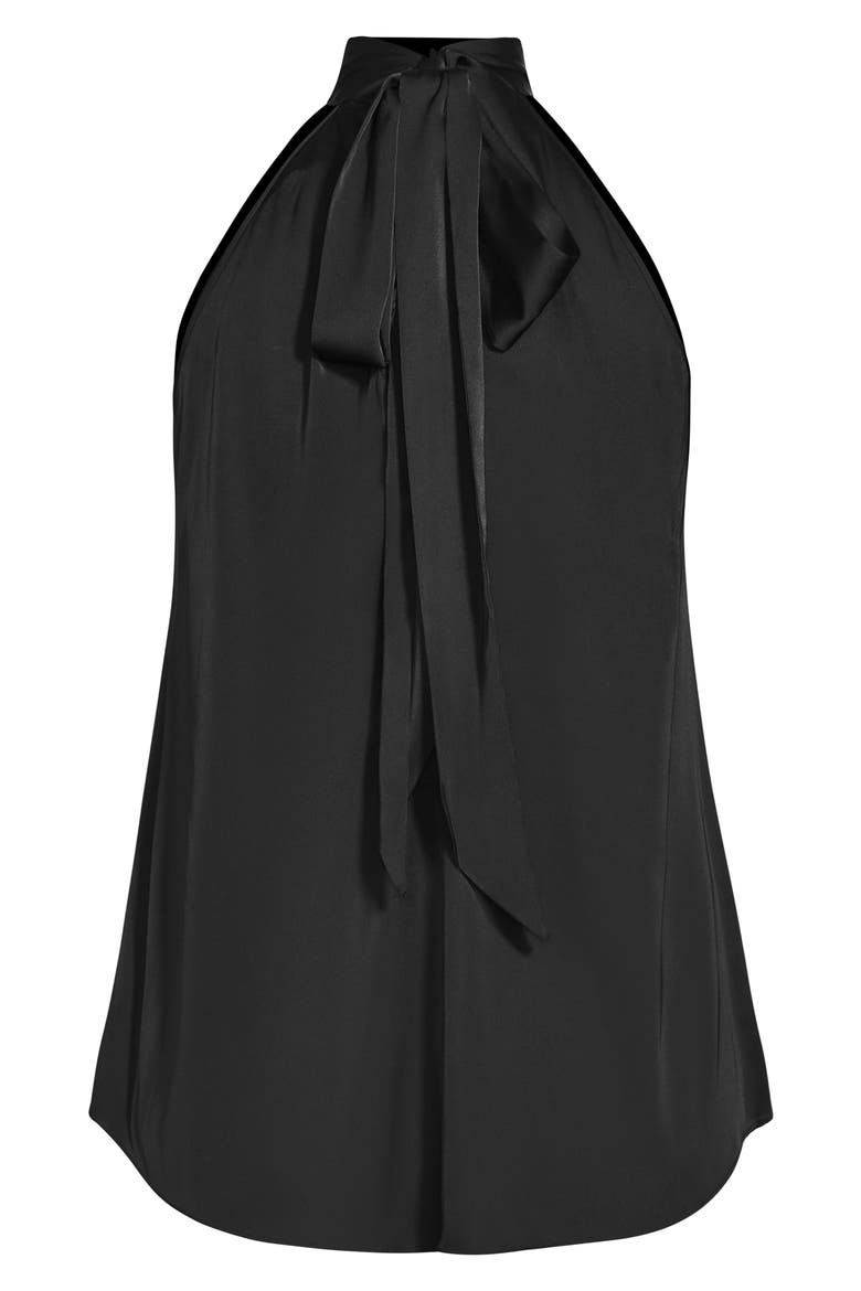 Shine Satin Halter Top, Alternate, color, BLACK