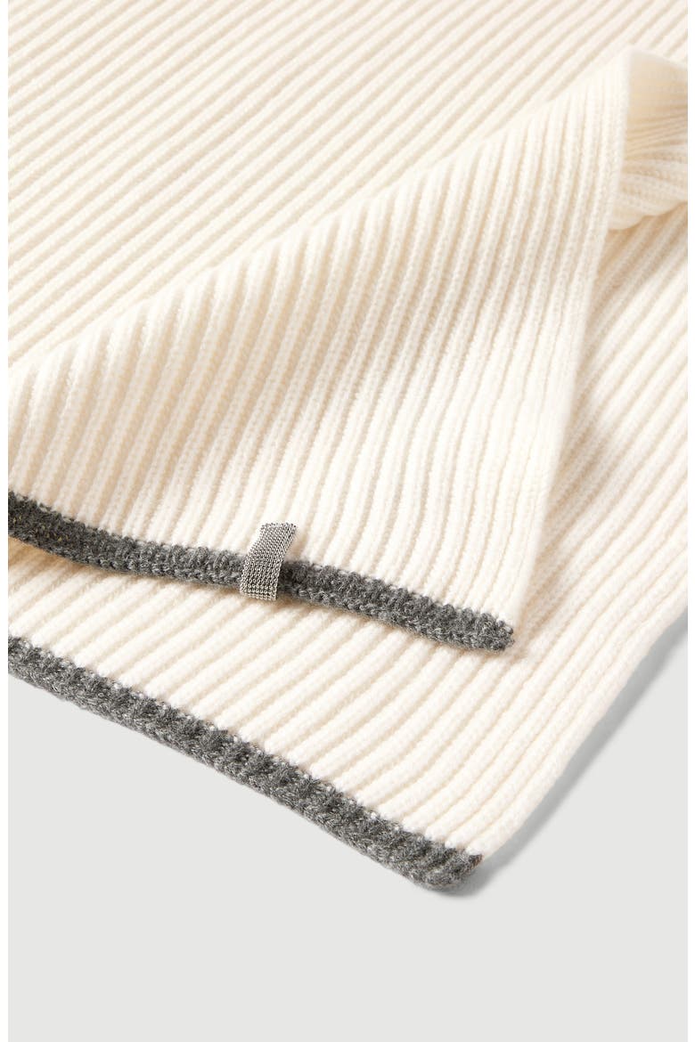 Cashmere English rib knit scarf with monili, Alternate, color, Panama