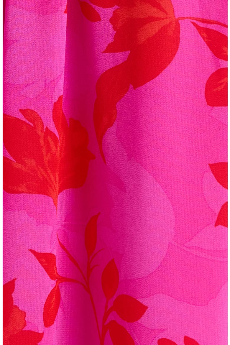 Irene Kensie Floral Long Sleeve Smock Waist Dress, Alternate, color, FUCHSIA-RED