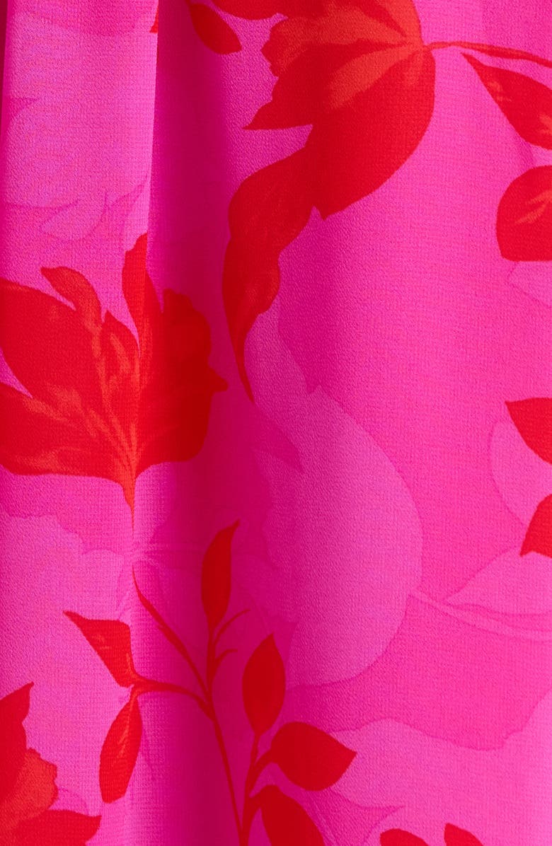 SUGARLIPS Irene Kensie Floral Long Sleeve Smock Waist Dress, Alternate, color, Fuchsia-Red