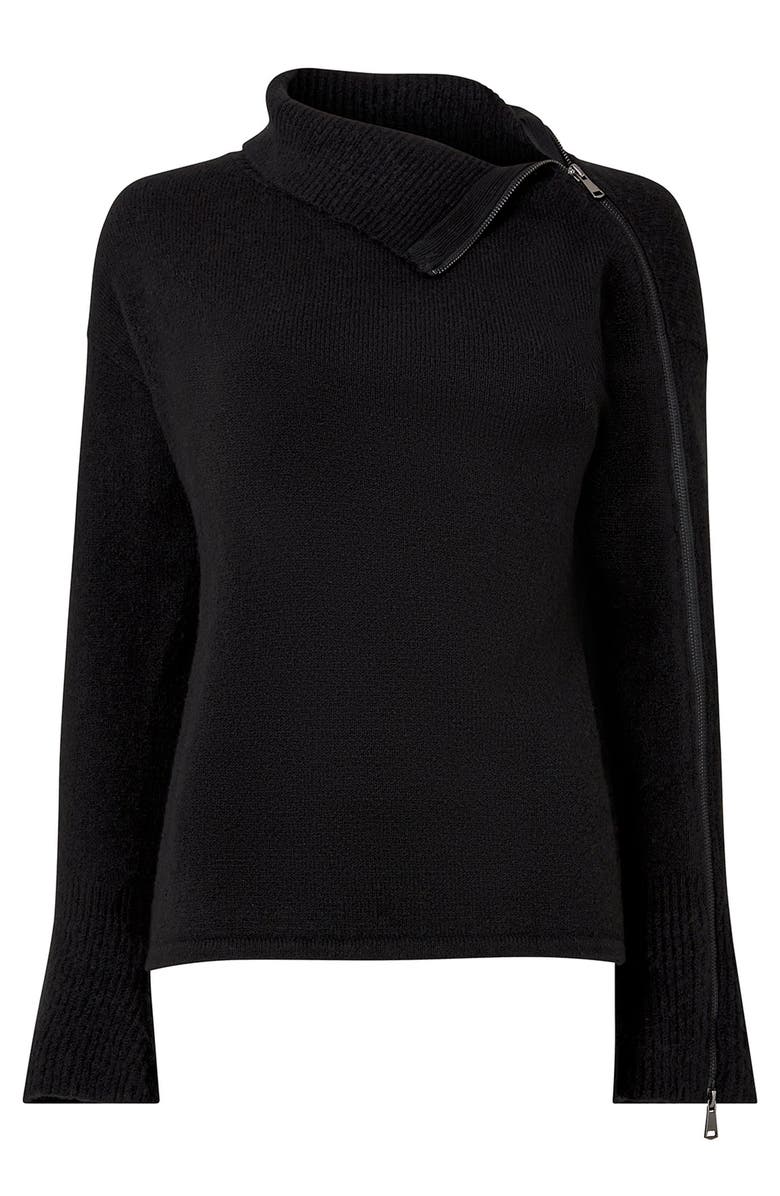 Joe Browns Asymmetrical Zip Neck Pullover Sweater, Alternate, color, Black